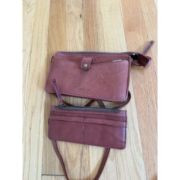 American Leather Co Womens Austin Crossbody Purse With Wallet Brandy Smooth New - Picture 1 of 10
